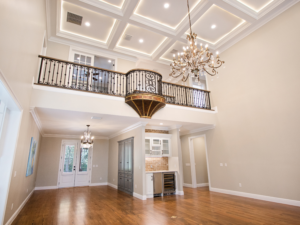 Custom Home Build - 5115 square feet - View of catwalk from the entry way of home