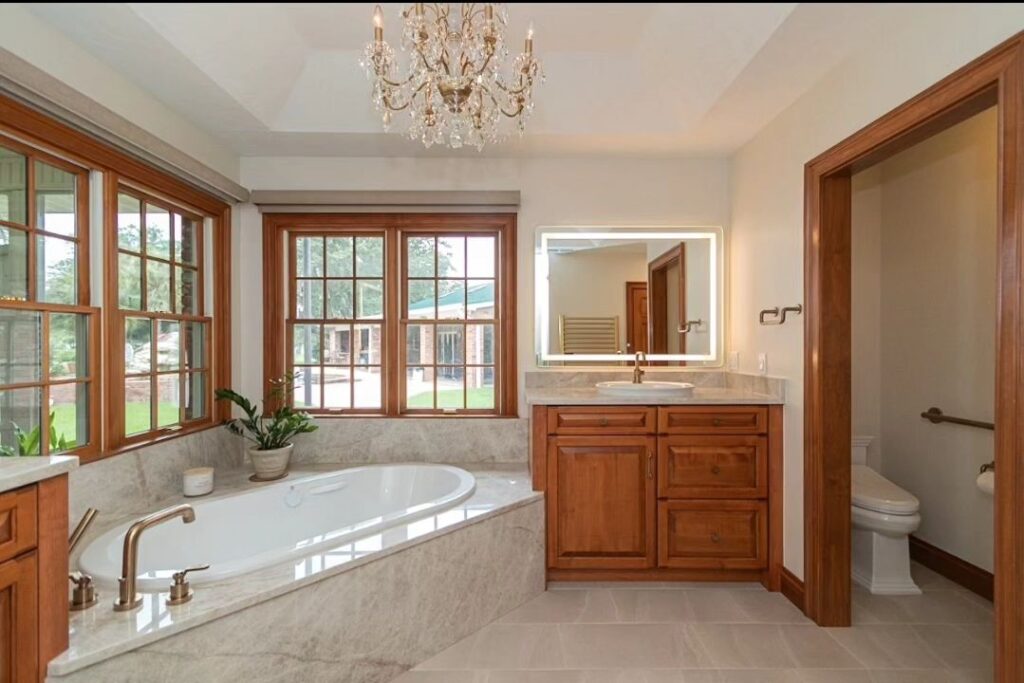 Custom Bathroom Remodel in Ocala Florida - Large Soaking Tub with custom vanity