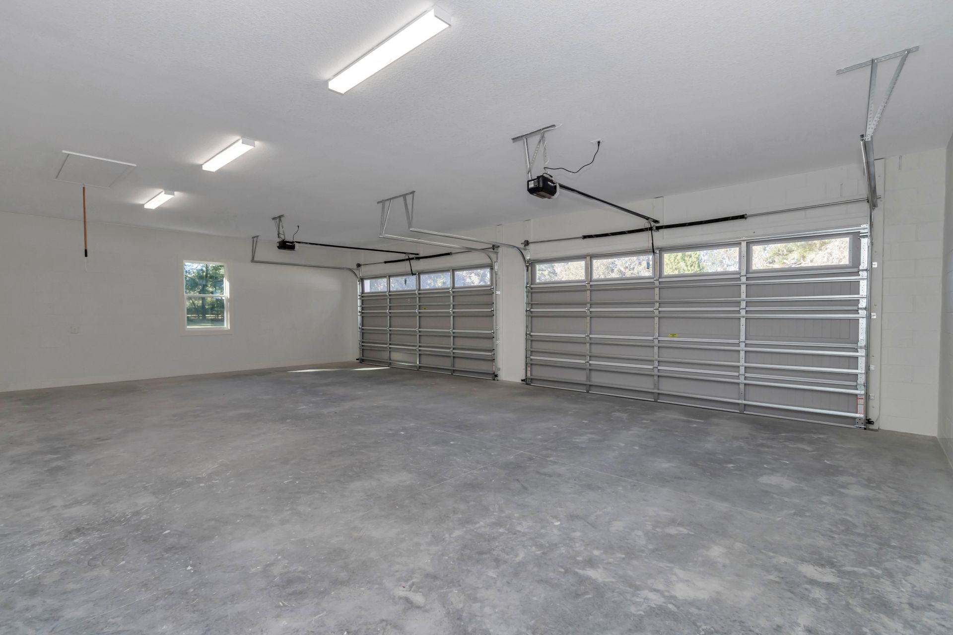 Interior view of the garage showing the window for natural daylight.