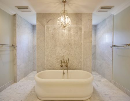 Spa-like bathroom where tranquility meets functionality - new construction homes
