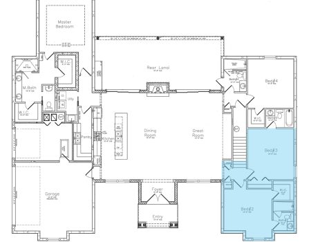 Floor Plan Highlighting Guest Wing #1