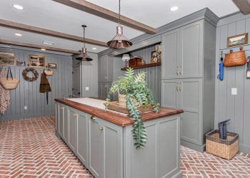 after renovation - laundry room with island